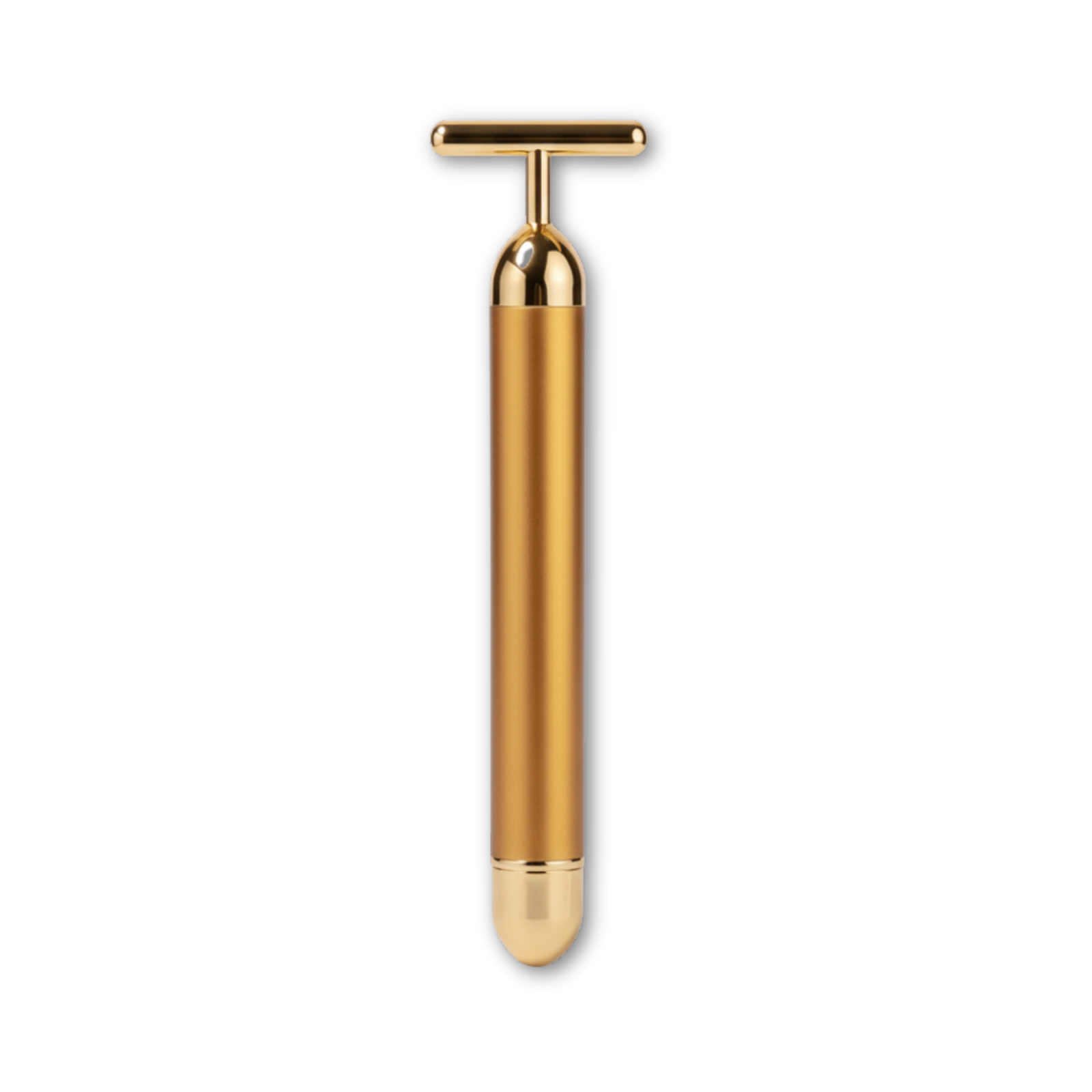Gold handheld massager on a white background