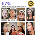 Collage of people using a facial mask with text highlighting benefits and satisfaction rates.