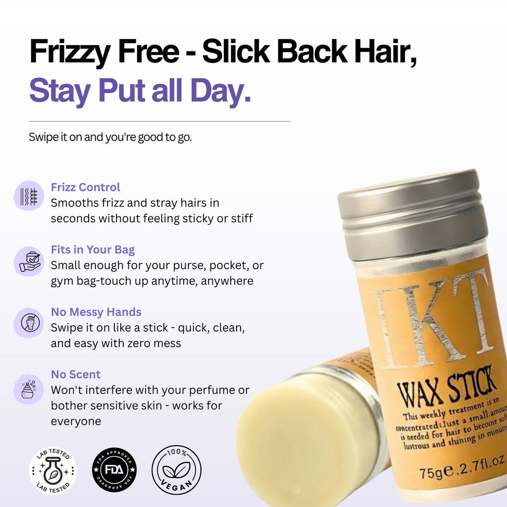 KT Wax Stick with product description and features on a white background