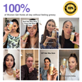 Collage of women holding a hair wax stick with product display and satisfaction badge.