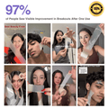 Collage of people using a pimple patch face mask with text indicating visible improvement after one use.