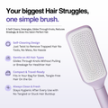 Self Rotating Hairbrush with features listed on a white background