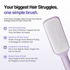 Self Rotating Hairbrush with features listed on a white background