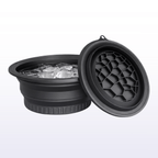 Black honeycomb cooler with ice on a white background