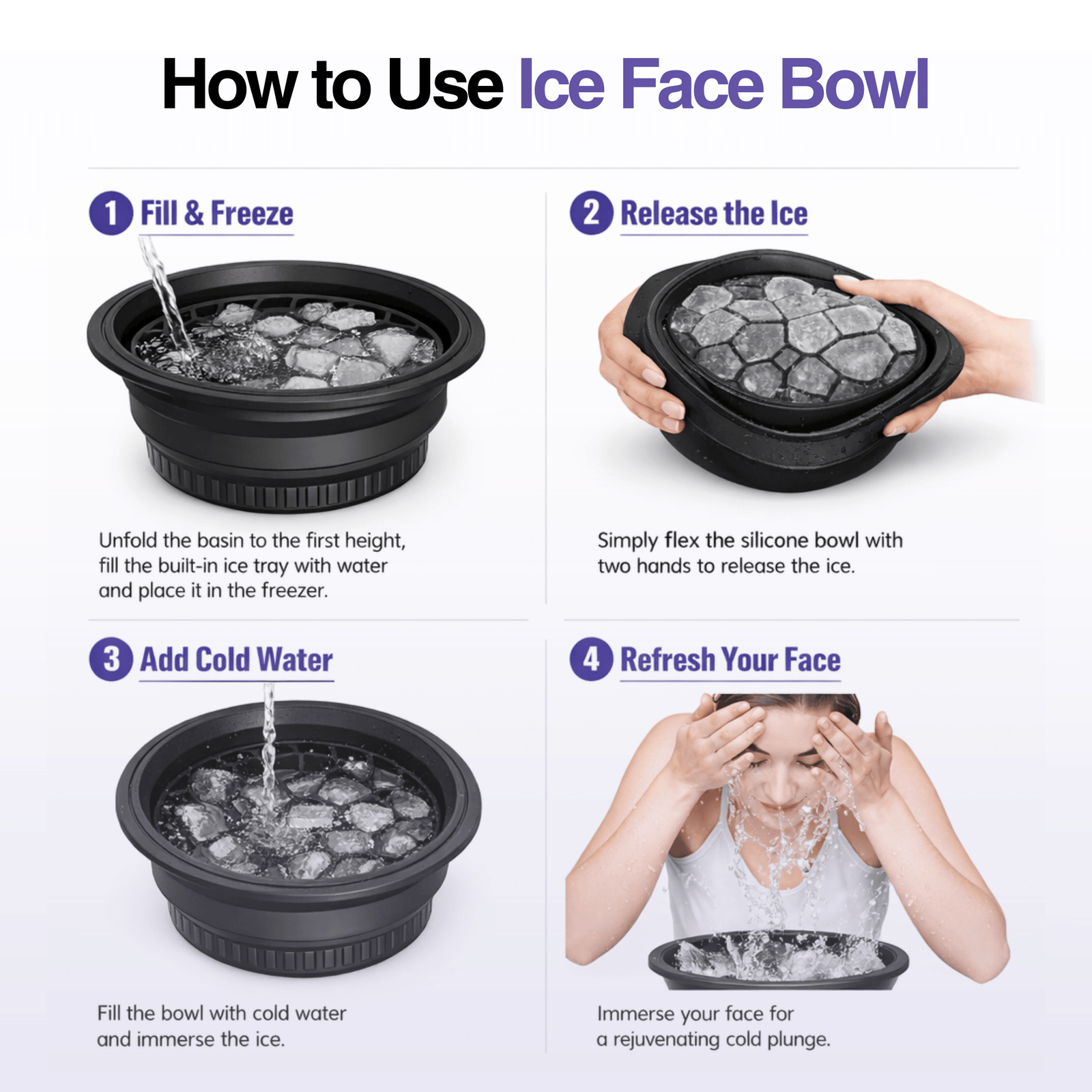 Instructions on how to use an ice face bowl with text and images.